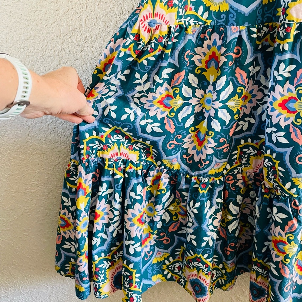 Boden Florence Cut Out Midi Dress in Green Multi Color Print size 8 - Picture 4 of 16